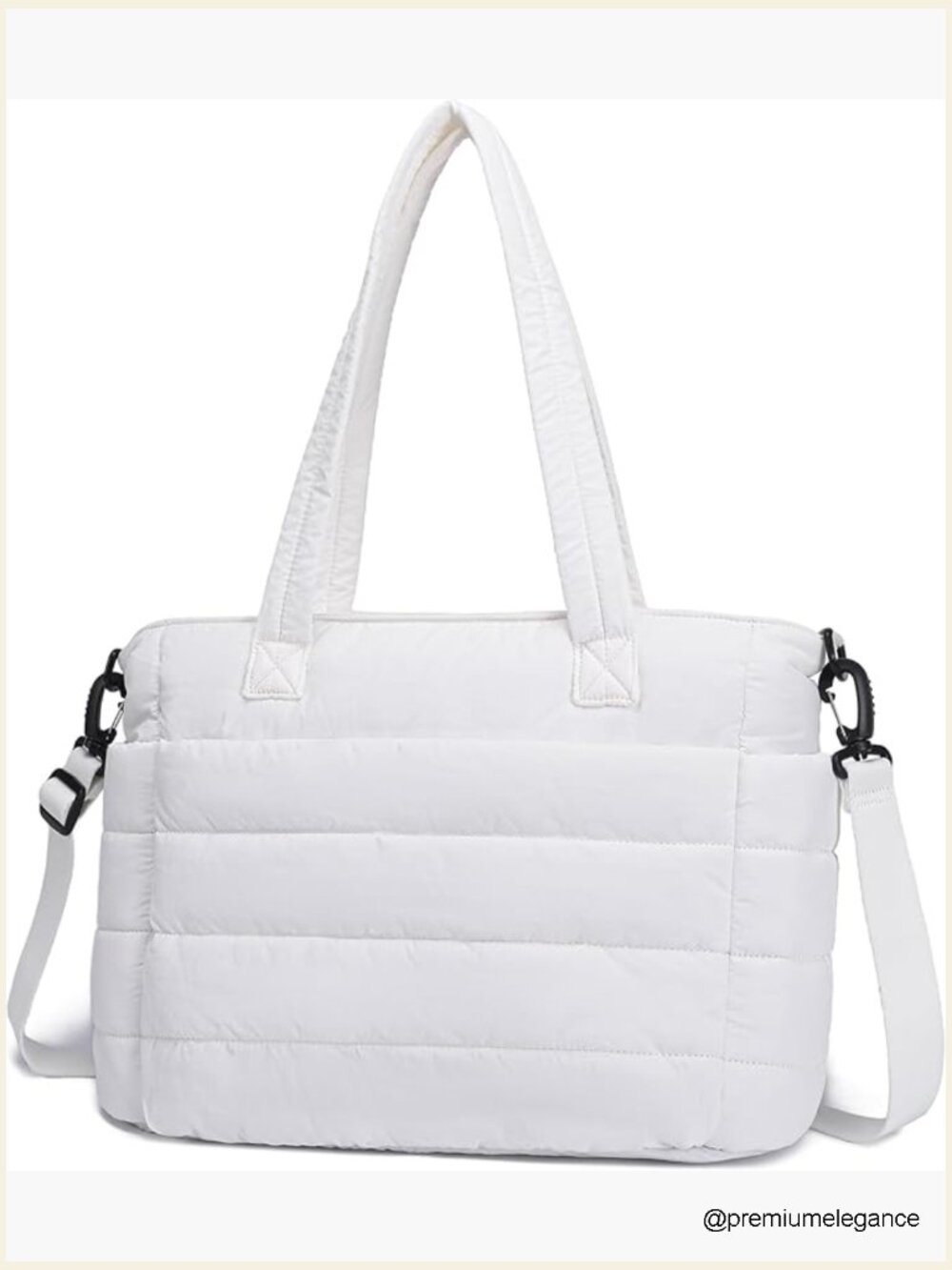 Puffer Tote Bag with Crossbody Strap, Quilted, Lightweight, Fits Laptop